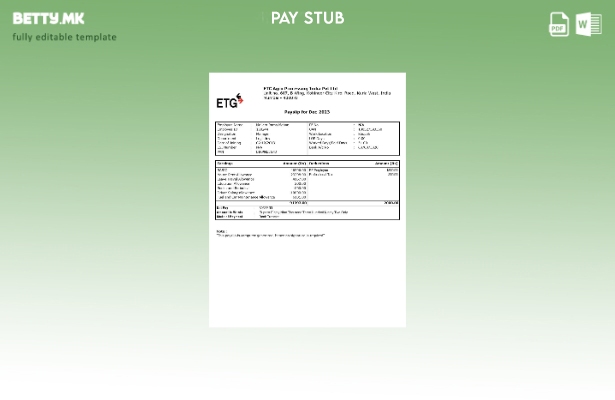Модерен стил ETC Agro Processing India шаблон за уплатница